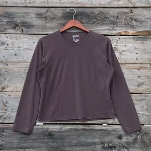 Zorrel Pima Cotton Stretch Blend Brown Long Sleeve Tee Women’s Petite Large